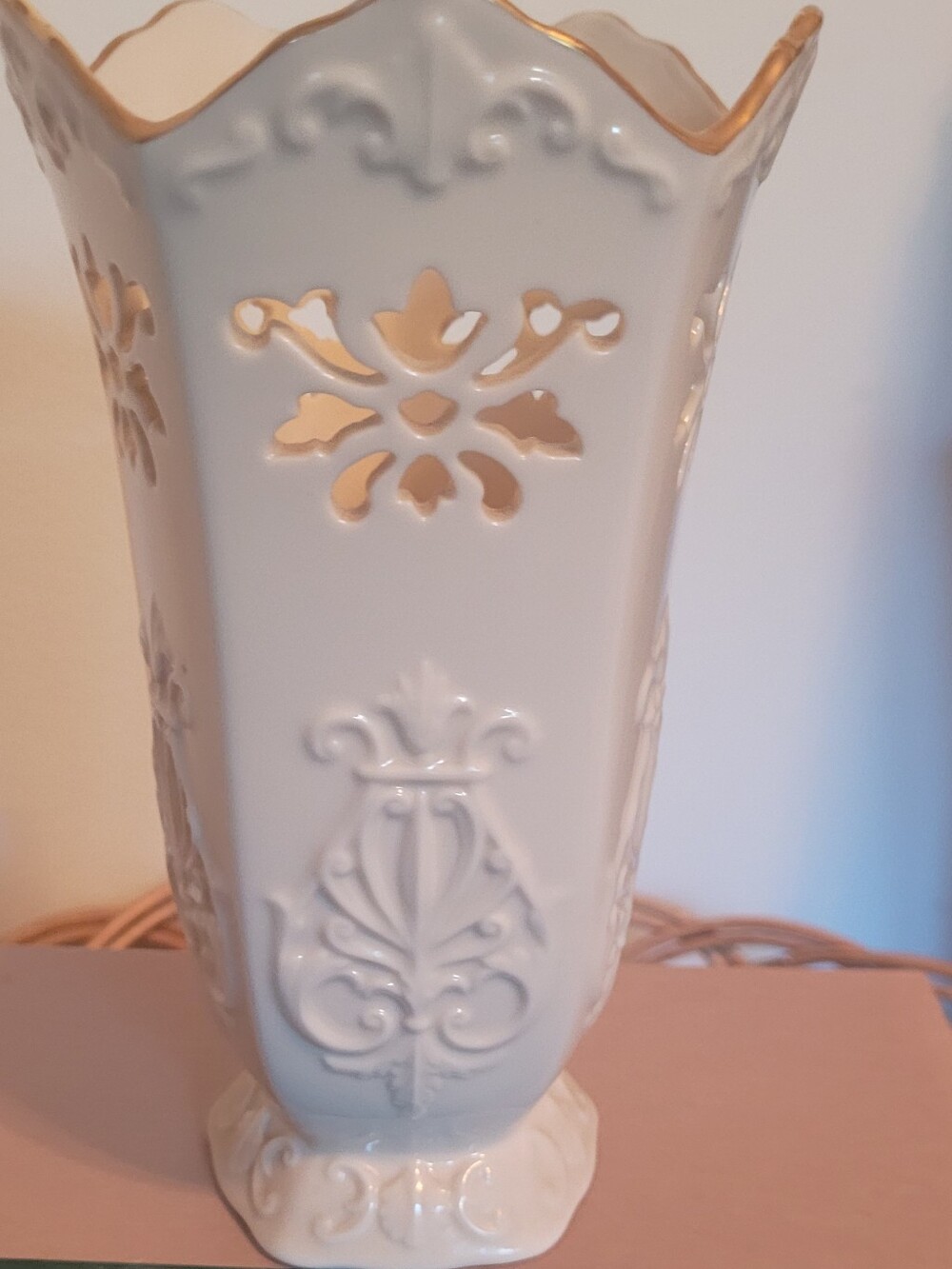 Classic Vintage Lenox Ivory And Gold Embossed Ceramic Vase - Elegant Home Accent